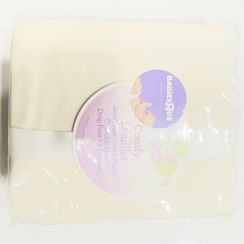 NEW Babies R Us Jersey Knit Crib Sheet Ivory 100% Cotton